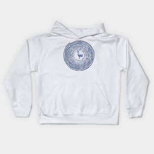 Blue Spiral with Flamingo Kids Hoodie